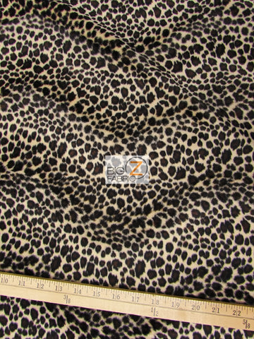 Cream/Black Brown Spot Cheetah Velboa Cheetah Animal Short Pile Fabric / Sold By The Yard