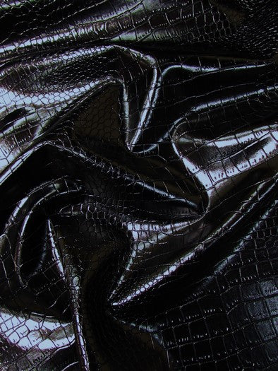 Dragon Gator Upholstery Vinyl Fabric / Onyx Black / Sold By The Yard