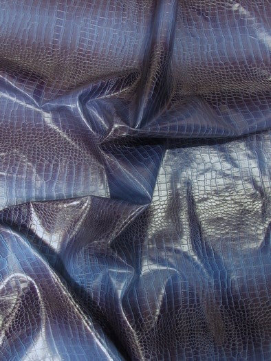 Dragon Gator Upholstery Vinyl Fabric / Midnight Blue / Sold By The Yard