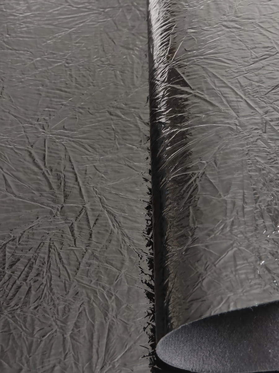 Black Distressed/Crushed Chrome Metallic Mirror Vinyl Fabric