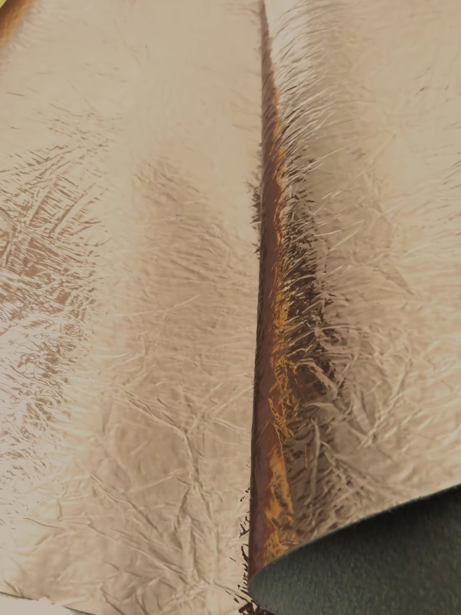 Storm Gray Distressed/Crushed Chrome Metallic Mirror Vinyl Fabric