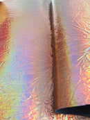 Holographic Storm Gray Distressed/Crushed Chrome Metallic Mirror Vinyl Fabric / By The Roll - 30 Yards-1