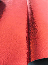Red Distressed/Crushed Chrome Metallic Mirror Vinyl Fabric
