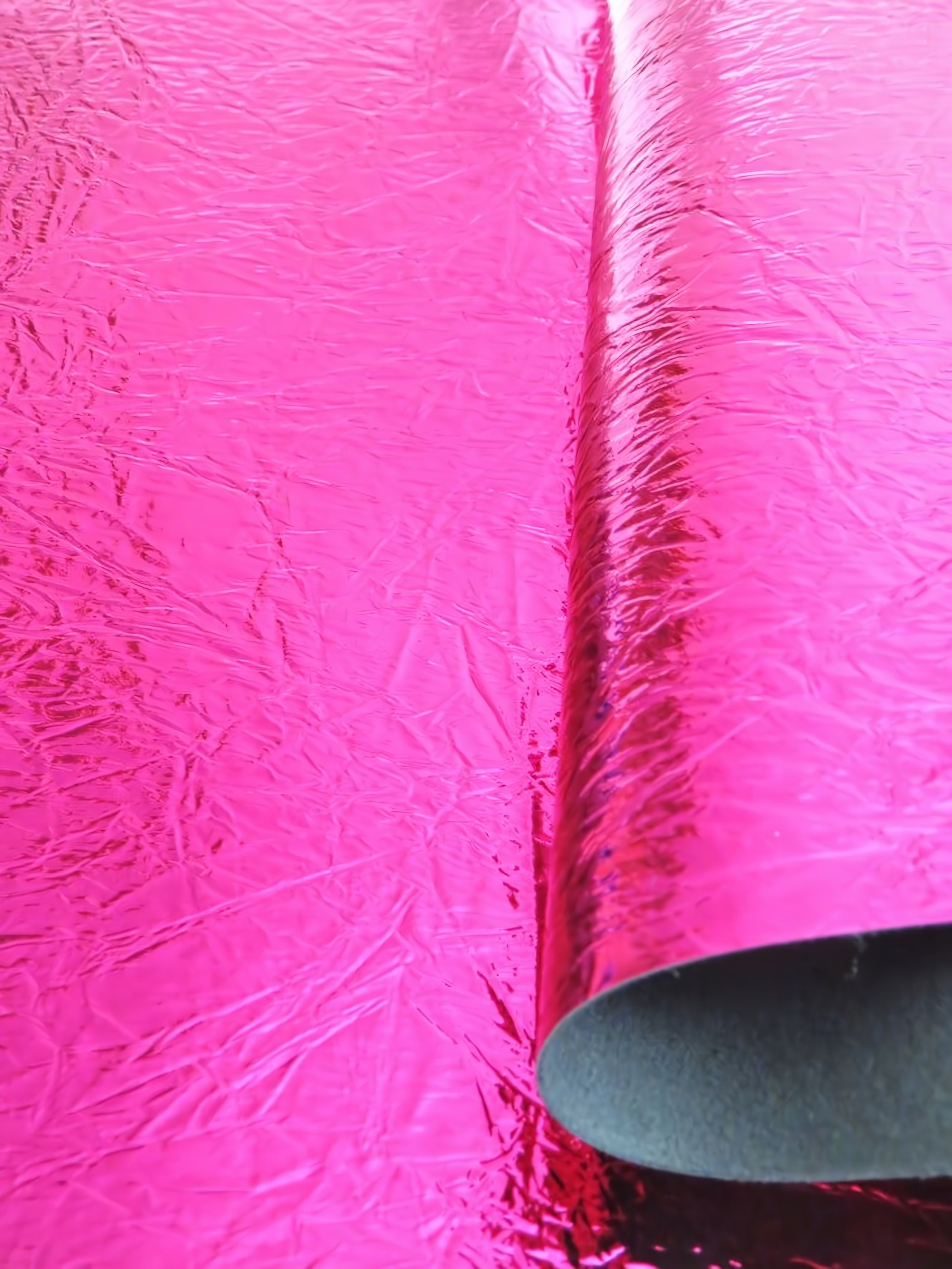 Fuchsia Distressed/Crushed Chrome Metallic Mirror Vinyl Fabric / By The Roll - 30 Yards