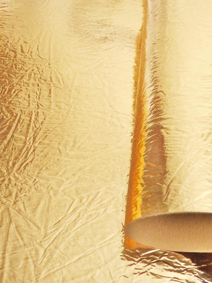 Gold Distressed/Crushed Chrome Metallic Mirror Vinyl Fabric / By The Roll - 30 Yards
