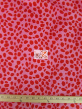 Red With Pink Background Velboa Dalmatian Dog Animal Short Pile Fabric / Sold By The Yard