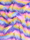 Striped Rainbow Long Pile Faux Fur Fabric / Sold By The Yard