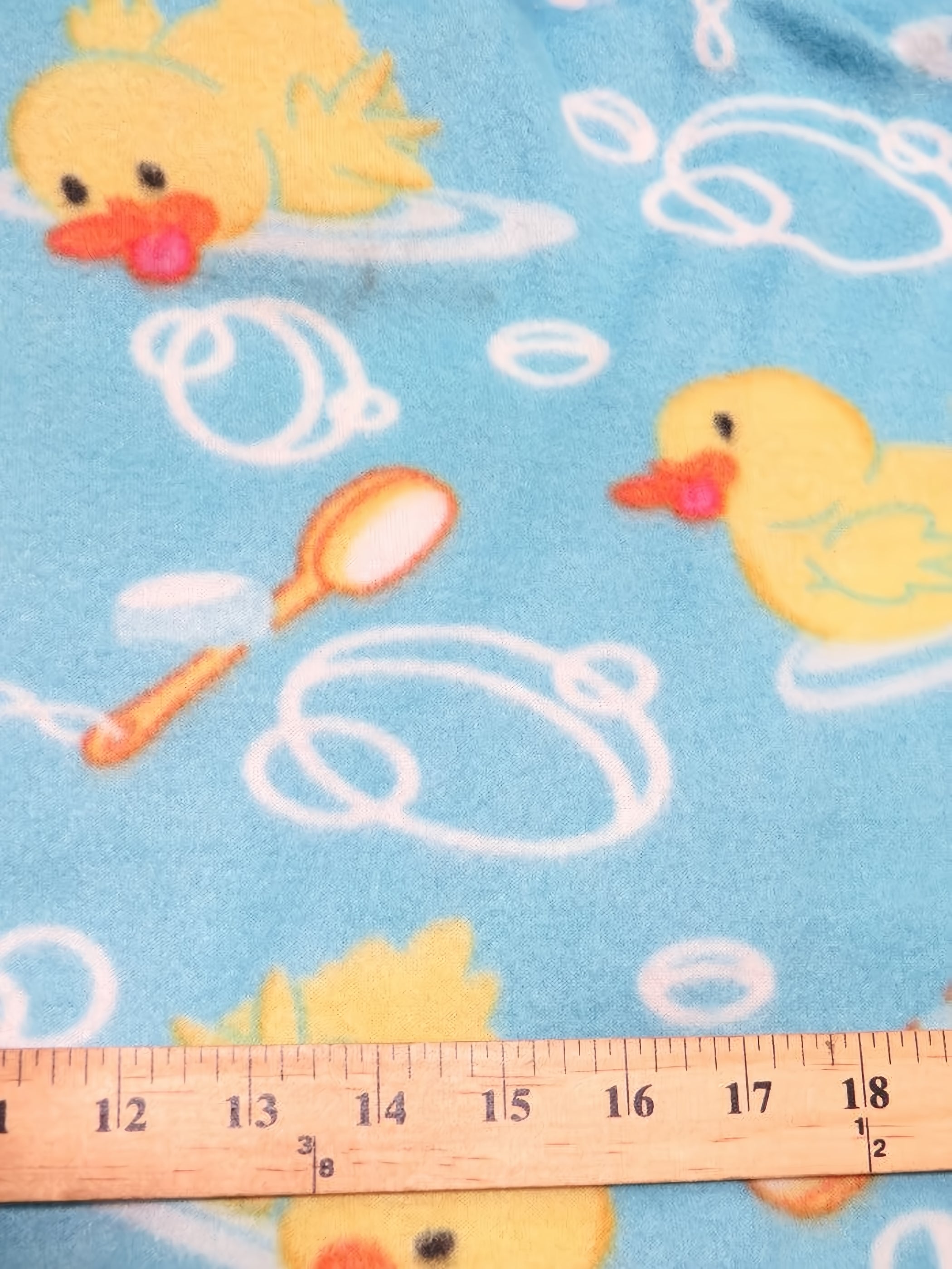 Fleece Printed Fabric / Playful Ducks Blue / Sold By The Yard