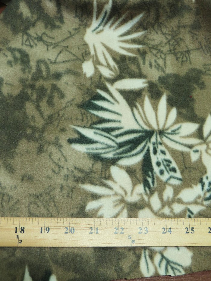 Fleece Printed Fabric / Oriental Vintage Floral / Sold By The Yard