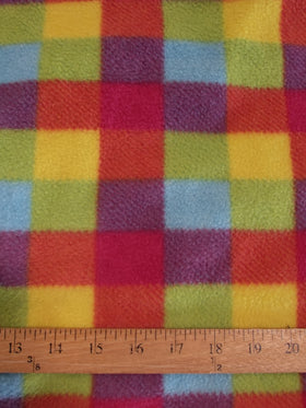 Fleece Printed Fabric / Fruity Rainbow Checkered / Sold By The Yard