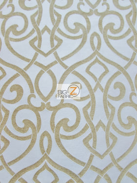 French Abstract Damask Upholstery Fabric / Antique / Sold By The Yard