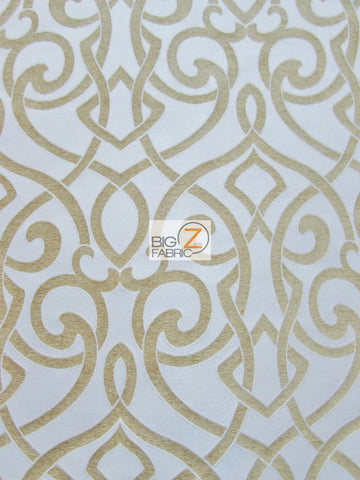 French Abstract Damask Upholstery Fabric / Antique / Sold By The Yard