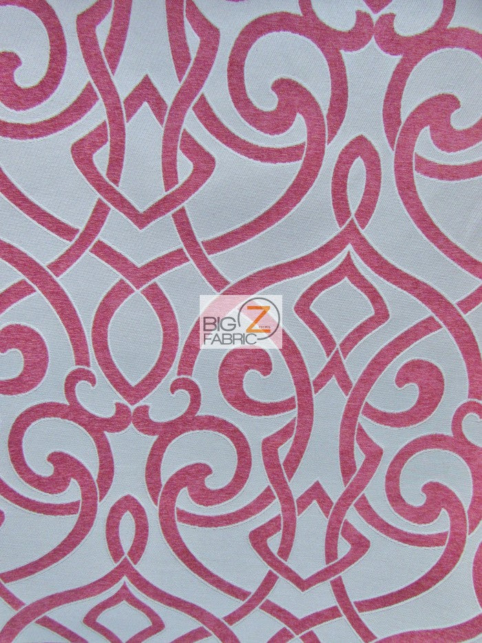 French Abstract Damask Upholstery Fabric / Cayenne / Sold By The Yard
