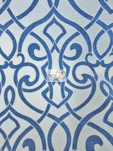 French Abstract Damask Upholstery Fabric / Navy / Sold By The Yard
