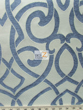 French Abstract Damask Upholstery Fabric / Navy / Sold By The Yard