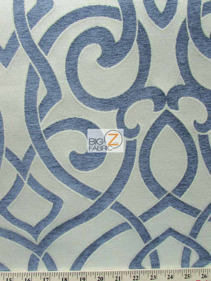 French Abstract Damask Upholstery Fabric / Riviera / Sold By The Yard - 0