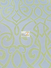 French Abstract Damask Upholstery Fabric / Sauterne / Sold By The Yard