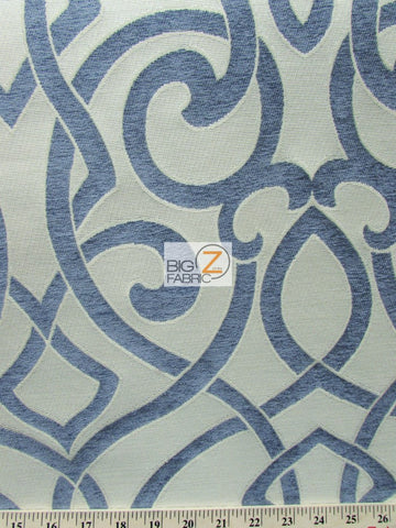 French Abstract Damask Upholstery Fabric / Stone / Sold By The Yard - 0