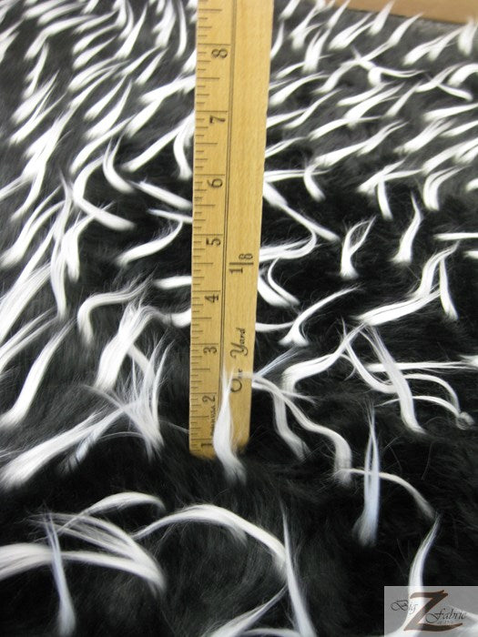 Brown/Off-White 2 Tone Spiked Shaggy Long Pile Fabric / Sold By The Yard - 0