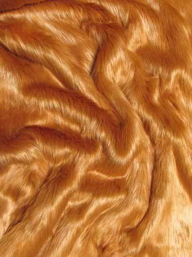 Faux Fake Fur Solid Shaggy Long Pile Fabric / Amber / 15 Yard Bolt