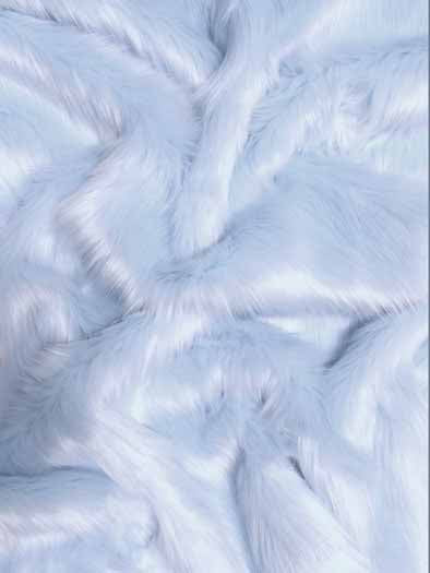 Faux Fake Fur Solid Shaggy Long Pile Fabric / Baby Blue / 15 Yard Bolt