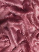 Faux Fake Fur Solid Shaggy Long Pile Fabric / Dusty Rose / 15 Yard Bolt-1