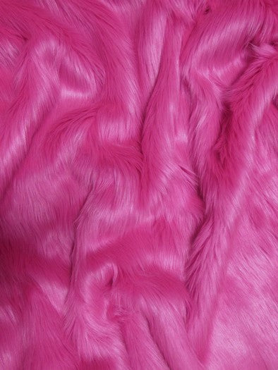 Faux Fake Fur Solid Shaggy Long Pile Fabric / Fuchsia / 15 Yard Bolt