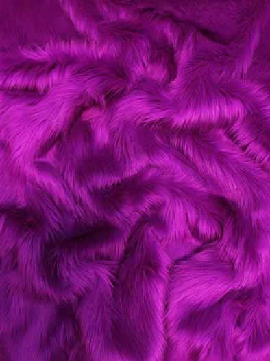 Faux Fake Fur Solid Shaggy Long Pile Fabric / Grape / 15 Yard Bolt