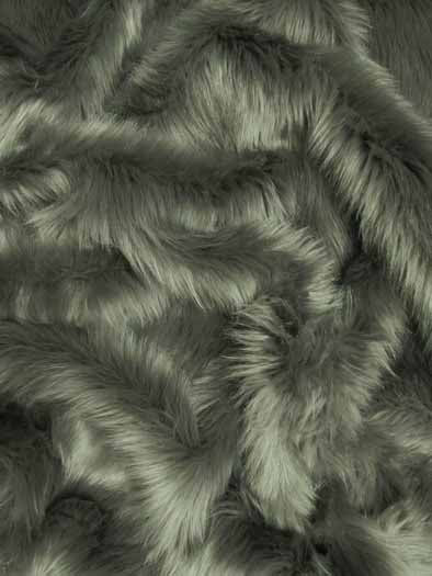 Faux Fake Fur Solid Shaggy Long Pile Fabric / Gray / 15 Yard Bolt