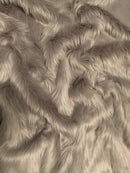 Faux Fake Fur Solid Shaggy Long Pile Fabric / Oyster / 15 Yard Bolt-1