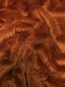 Faux Fake Fur Solid Shaggy Long Pile Fabric / Rust / 15 Yard Bolt-1