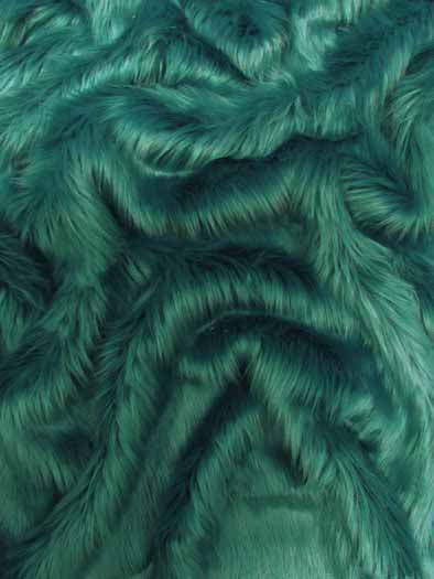Faux Fake Fur Solid Shaggy Long Pile Fabric / Teal / 15 Yard Bolt