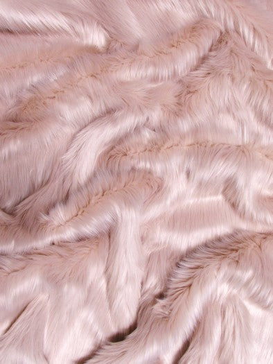 Blush Solid Shaggy Long Pile Faux Fur Fabric / Sold By The Yard
