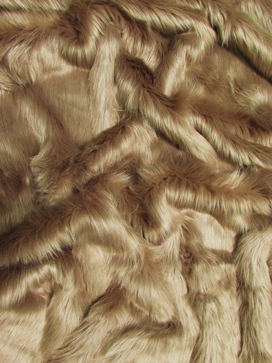 Cocoa Solid Shaggy Long Pile Faux Fur Fabric / Sold By The Yard