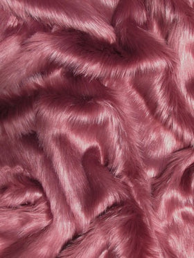 Dusty Rose Solid Shaggy Long Pile Faux Fur Fabric / Sold By The Yard - 0