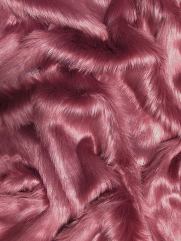 Dusty Rose Solid Shaggy Long Pile Faux Fur Fabric / Sold By The Yard - 0