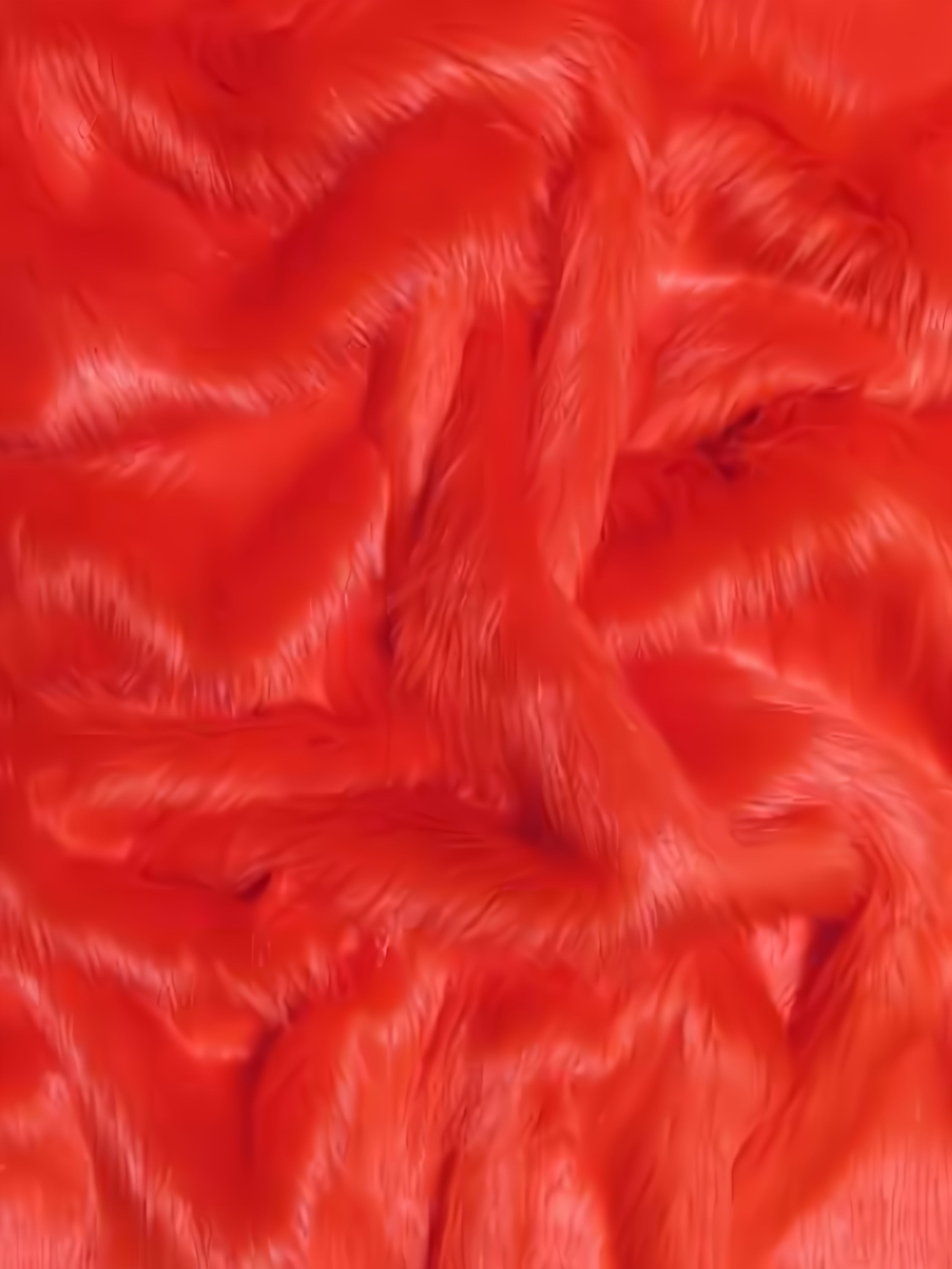 Fire Red Solid Shaggy Long Pile Faux Fur Fabric / Sold By The Yard (Closeout)