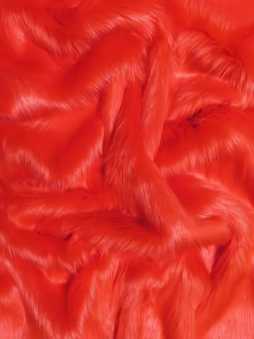 Fire Red Solid Shaggy Long Pile Faux Fur Fabric / Sold By The Yard