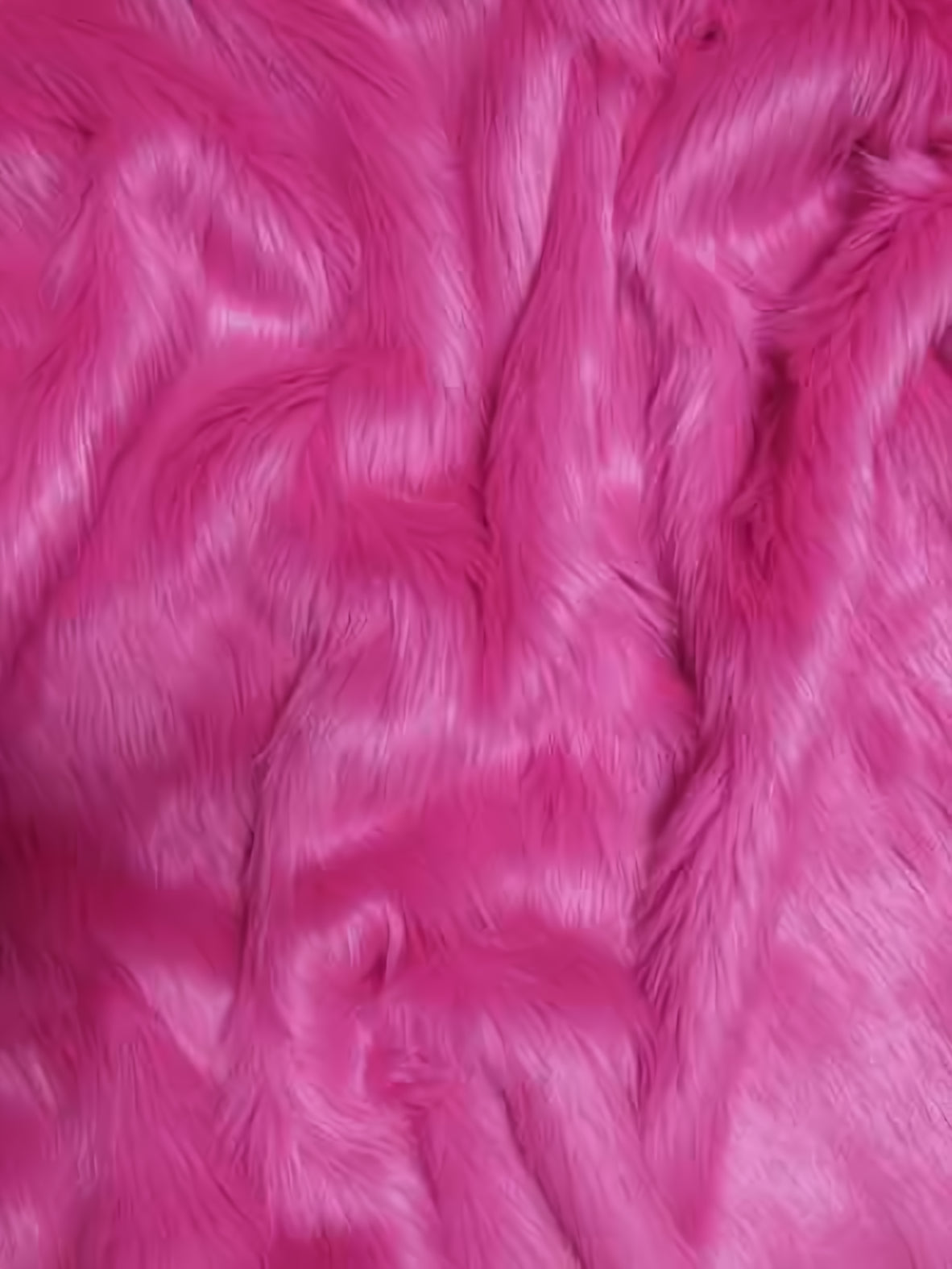 Fuchsia Solid Shaggy Long Pile Faux Fur Fabric / Sold By The Yard (Closeout)