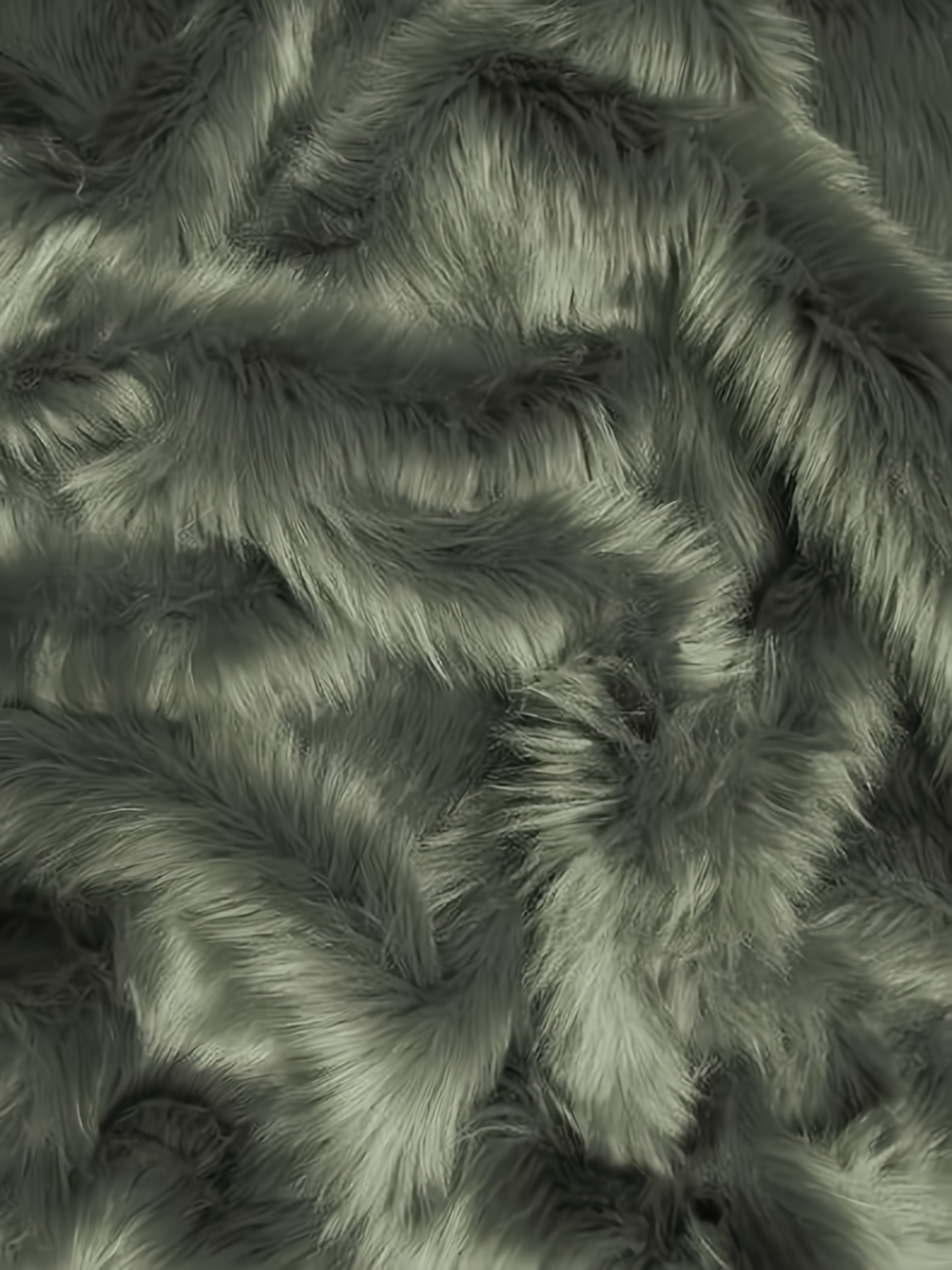 Gray Solid Shaggy Long Pile Faux Fur Fabric / Sold By The Yard (Closeout)