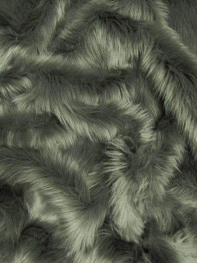 Gray Solid Shaggy Long Pile Faux Fur Fabric / Sold By The Yard