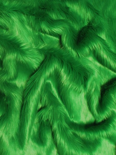 Kelly Green Solid Shaggy Long Pile Fabric / Sold By The Yard