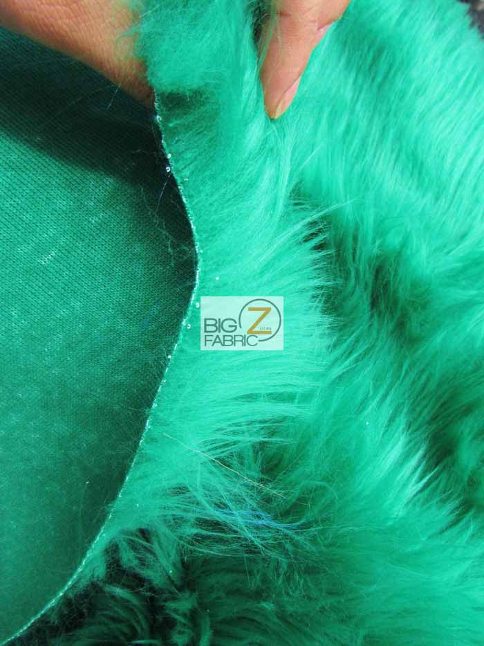 Lime Green Solid Shaggy Long Pile Fabric / Sold By The Yard-3
