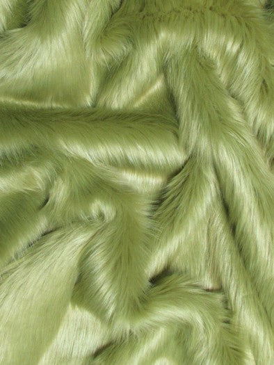 Olive Solid Shaggy Long Pile Fabric / Sold By The Yard