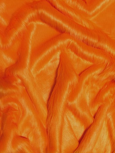 Orange Solid Shaggy Long Pile Faux Fur Fabric / Sold By The Yard