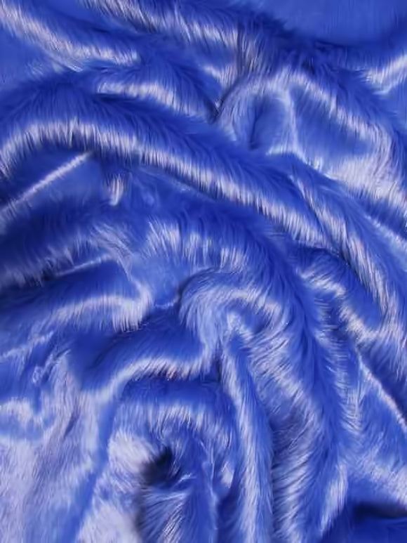 Royal Blue Solid Shaggy Long Pile Faux Fur Fabric / Ecoshag 15 Yard Bolt