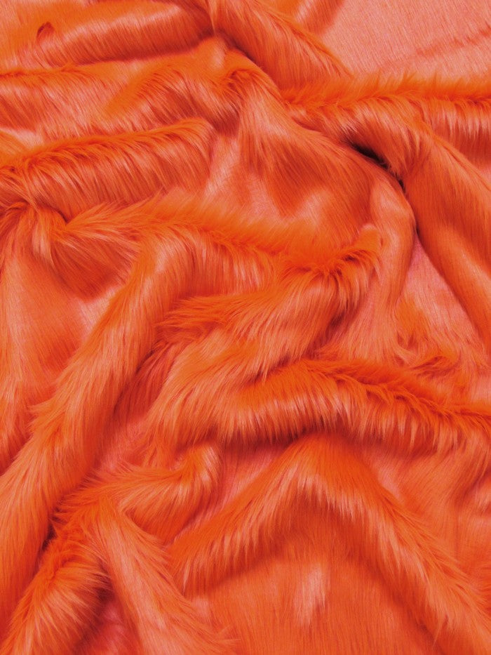 Tangerine Solid Shaggy Long Pile Faux Fur Fabric / Sold By The Yard