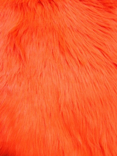Tangerine Solid Shaggy Long Pile Fabric / Sold By The Yard - 0