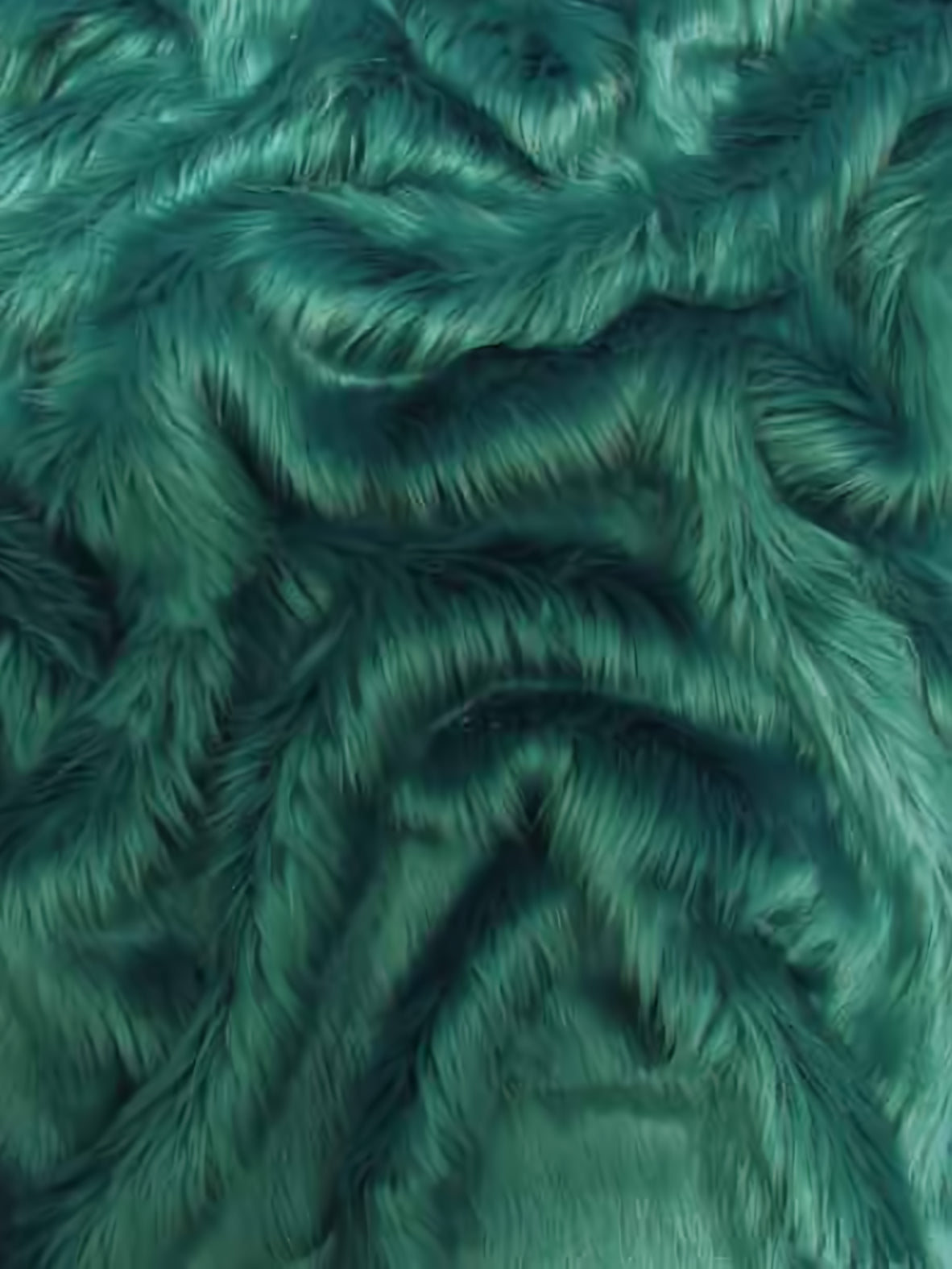 Teal Solid Shaggy Long Pile Faux Fur Fabric by the Yard | Big Z Fabric