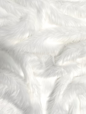 Faux Fake Fur Solid Shaggy Long Pile Faux Fur Fabric / White / Sold By The Yard  (SECOND QUALITY GOODS)